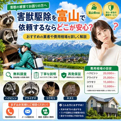 害獣駆除を富山で依頼するならどこが安心？おすすめの業者や費用相場を詳しく解説